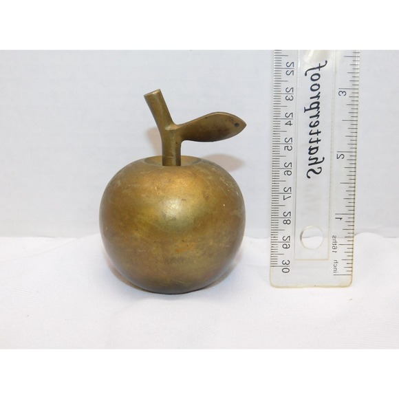 Brass Apple Bell Paperweight Vintage Pre-owned - Picture 1 of 3